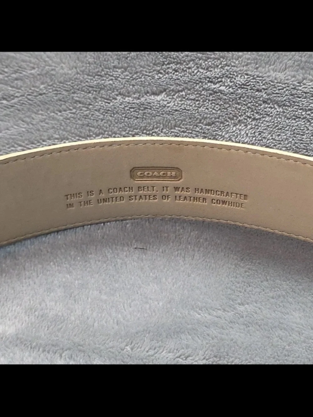 Coach Cream 2X Leather Belt with Gold-Tone Buckle